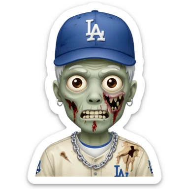 Zombie con gorra de los Dodgers y cadena de plata  sticker