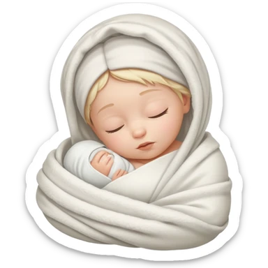 newborn white baby girl in a swaddle sticker