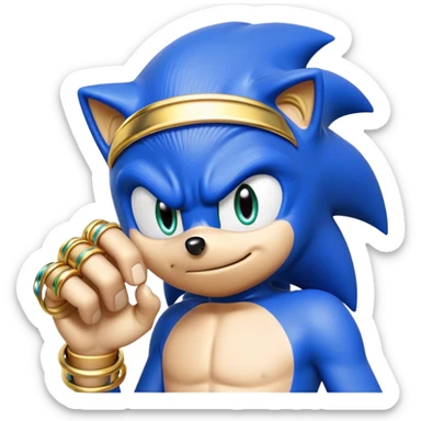 Sonic with different colour and hand full of gold rings  sticker
