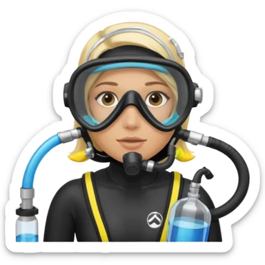 scuba diving girl blonde with oxygen tank sticker