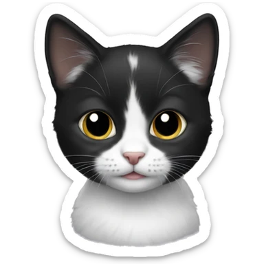 black and white kitten sticker