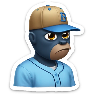 sad bat with light blue baseball cap sticker