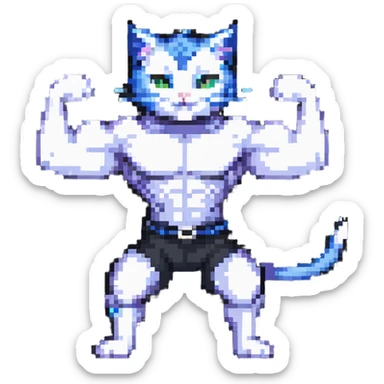 flexing cat boy sticker