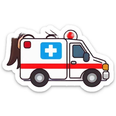 ambulance pleasure emotion long hair sticker