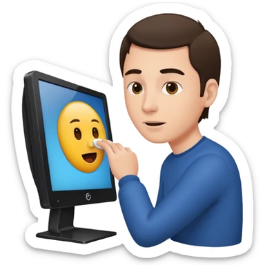 emoji of a man getting sucked into a desktop monitor sticker