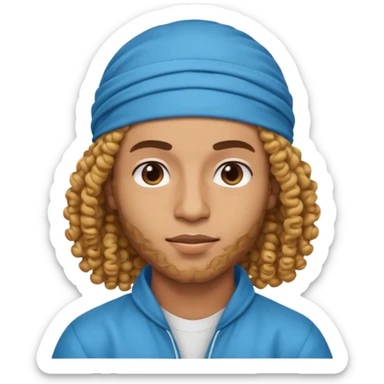 Emoji with Moroccan / Amazingh guy with curly hair, loooking like music artist Central Cee sticker