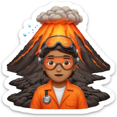 Volcano Experiment of  a kid  sticker