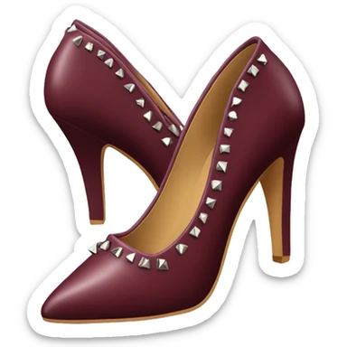 Realistic isolated pair of burgundy  pointed toe studded high heel shoes.  sticker
