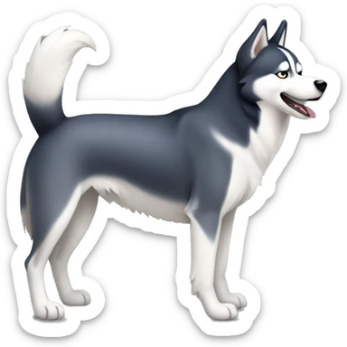 A husky dog wagging it's tail sticker