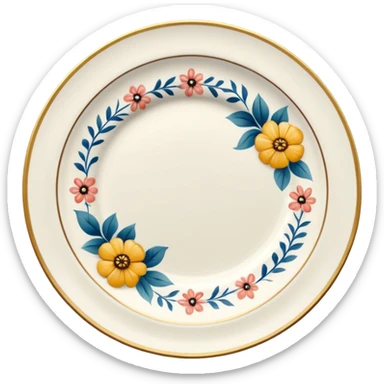 floral patterned porcelain plate sticker
