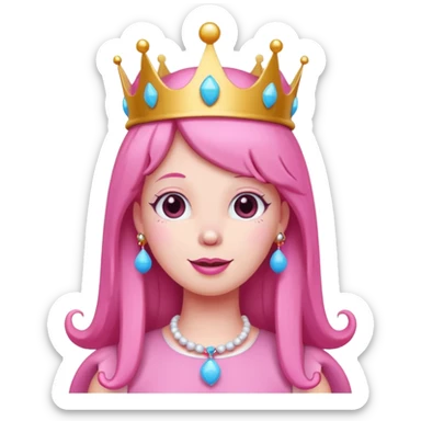 happy earringed princess bubblegum with candy crown sticker