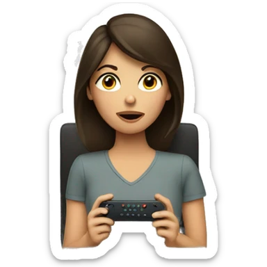 Brunette watching TV sticker