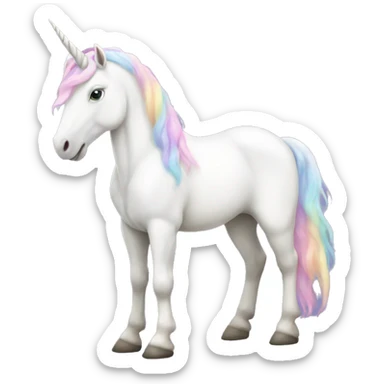 Fullbody White unicorn with pastel color mane  sticker