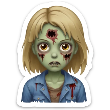 Zombie girl medium dark blonde hair brown eyes  sticker