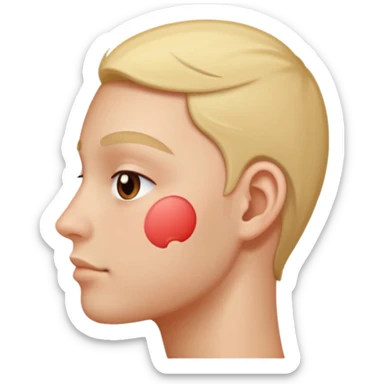 cheek from the side, with a pimple patch sticker