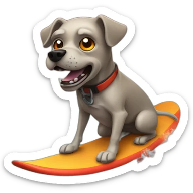 a zombie dog surfing on lava sticker