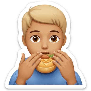 It's like push your cheeks gently pressed by fingers while you're eating. sticker