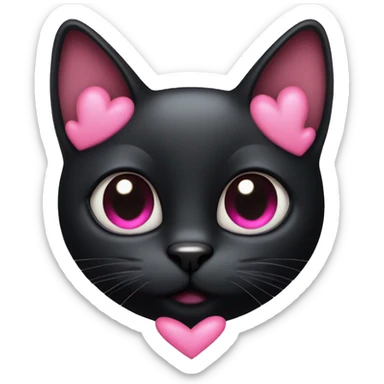 Black cat and pink heart sticker