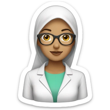 Hijab wearing Woman with lab coat and safety specs on  sticker