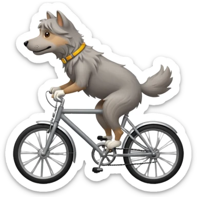 Shaggy gray dog in bike sticker