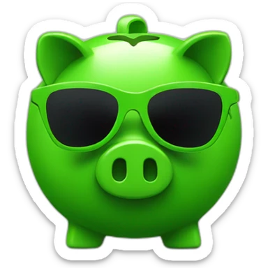 green piggybank with green sunglasses sticker