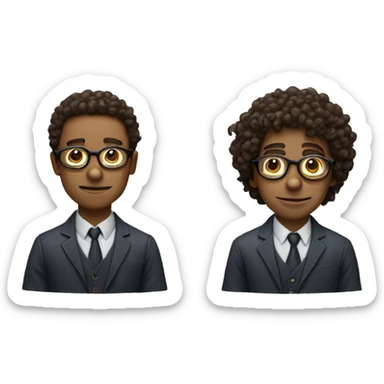 twin internn between two male : one with glasses, the other with curly hairs sticker
