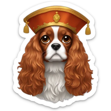 King Charles cavalier wearing yarmulke sticker