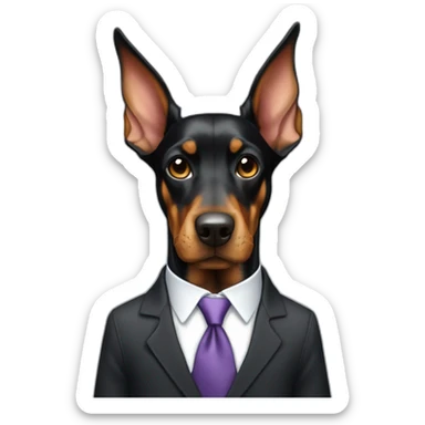 Cute doberdore face (floppy ears), in a suit and tie sticker