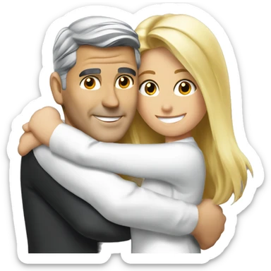 Hug hug hug George Clooney and blonde woman  sticker