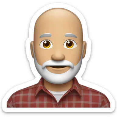 withe man around 40. black salt and pepper short hair. with beard. wear a scarlet check shirt. sticker