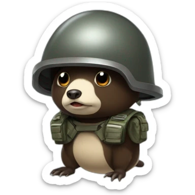 Mole with a combat helmet sticker