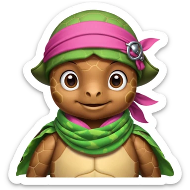 cute sea turtle wearing a pink pirate scarf sticker