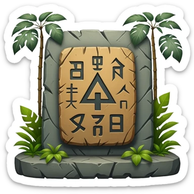 Stone Tablet – Carved gray slab with ancient runes in jungle sticker