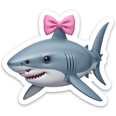 Shark with a pink bow on its head sticker