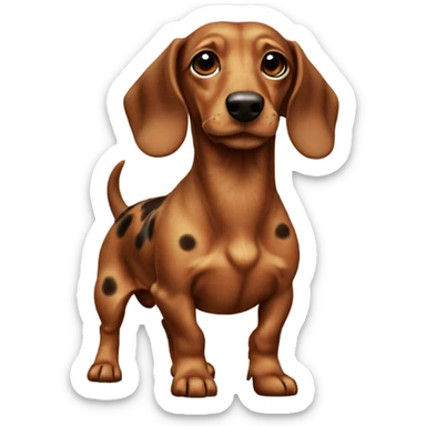 cute furry dachshund light brown with big dark brown spots full body sticker