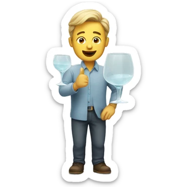 relieved man with glass sticker