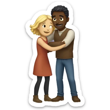 White Man and woman hugging tight  sticker