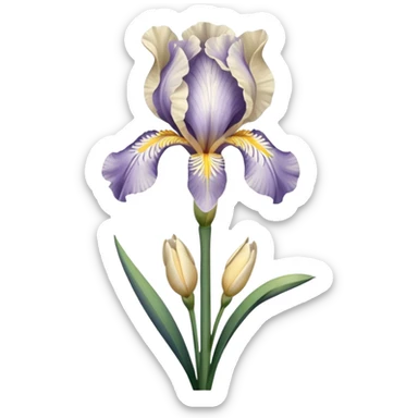 single Cream Iris, straight stem sticker