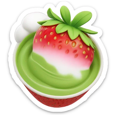 Strawberry Matcha with strawberry cold foam on the top iced ￼ sticker