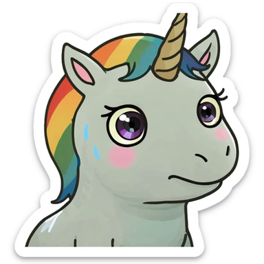 Rainbow baby unicorn one tear rolling down cheek sticker