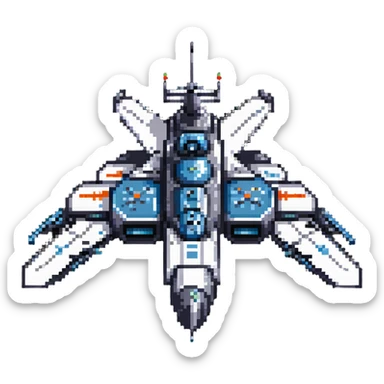 massive battleship-style space cruiser with weapon turrets sticker