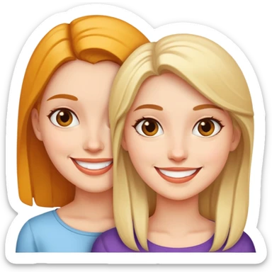 Girl and woman kidsing sticker