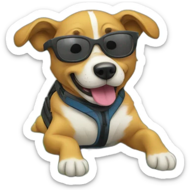 Dog on a wakeboard sticker