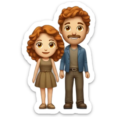 un homme brun qui fait un câlin à une femme rousse sticker