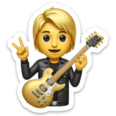 money face emoji with rockstar hand sign and rockstar guitar sticker