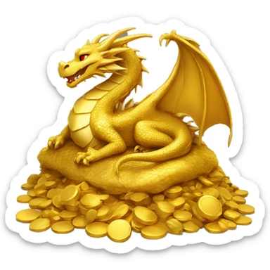 Dragon sleeping on a pile of gold sticker