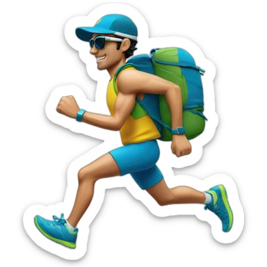 kilian jornet running wearing a cap sunglasses and a light backpack sticker