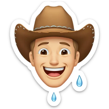crying laughing upside down cowboy sticker