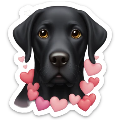 Black lab with hearts  sticker