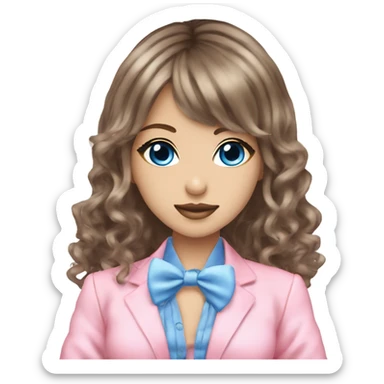 brunette blue eyes fancy pink gyaru outfit sticker